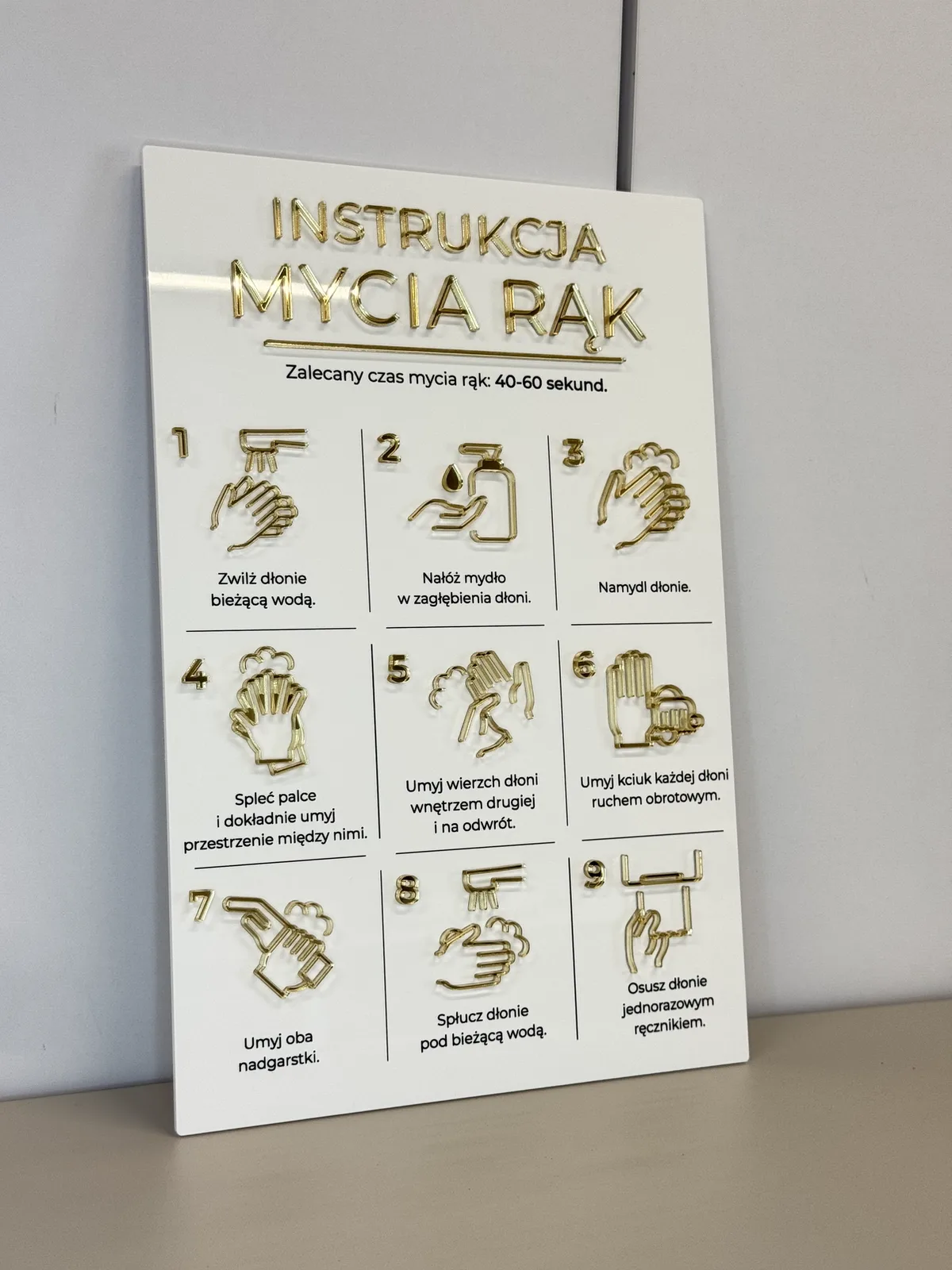 Tabliczka 3D: Instrukcja mycia rąk