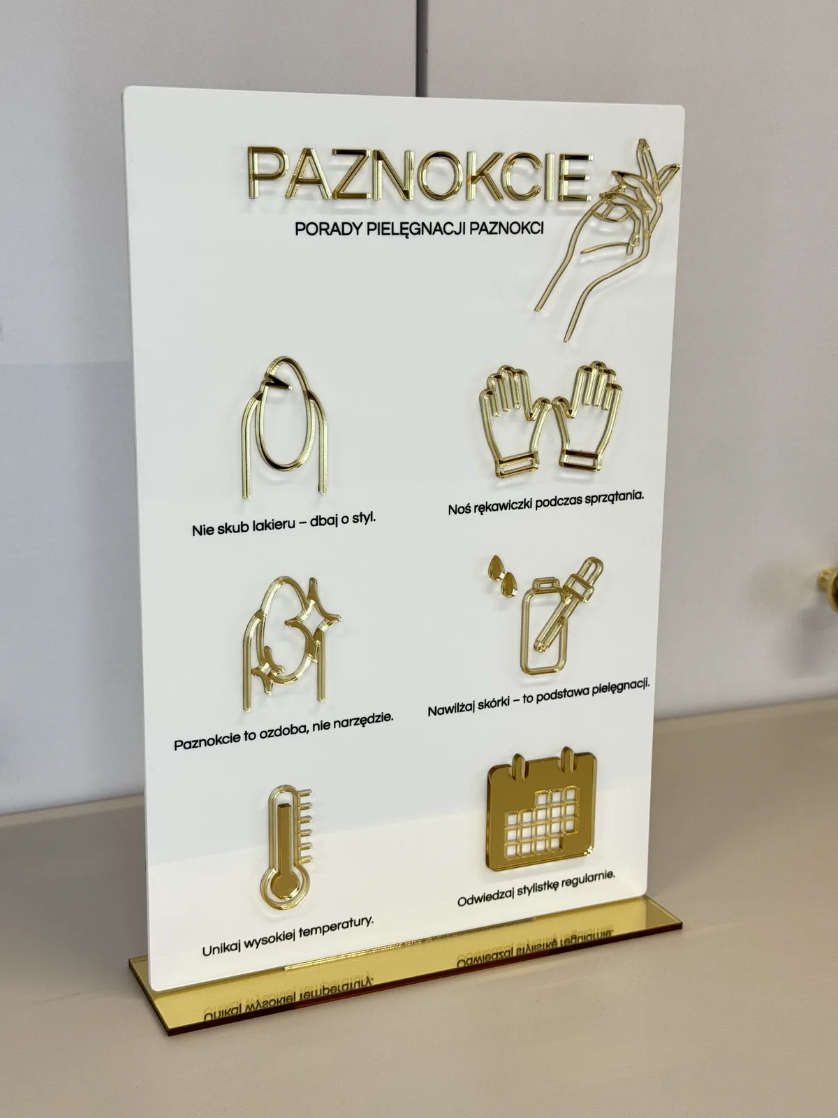 Tabliczka 3D: Zalecenia pozabiegowe - paznokcie